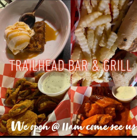 Four pictures of food served at Trailhead Bar and Grill